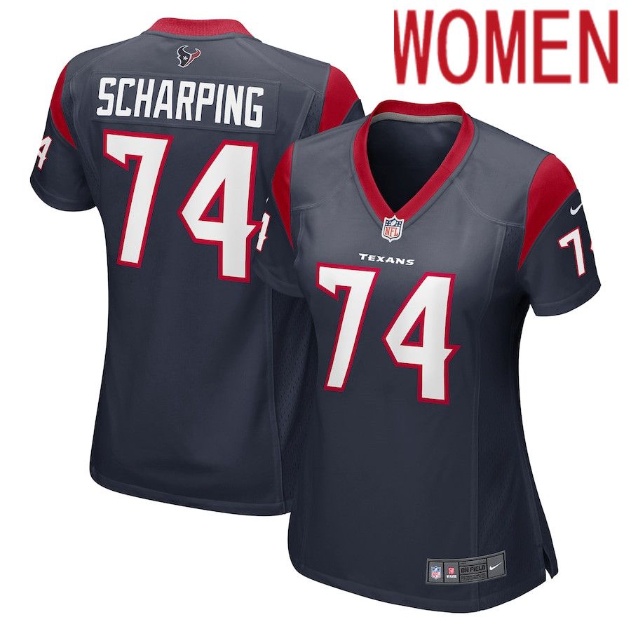 Women Houston Texans #74 Max Scharping Nike Navy Game NFL Jersey->women nfl jersey->Women Jersey